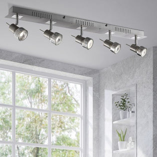 Ridge 5 Light Satin Nickel Ceiling Spotlight Bar