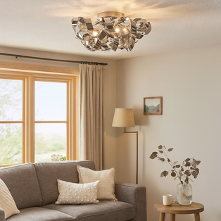 Lyndsay 3 Light Semi Flush Ceiling Light Chrome