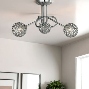 Kesha 3 Light Ceiling Light Polished Chrome