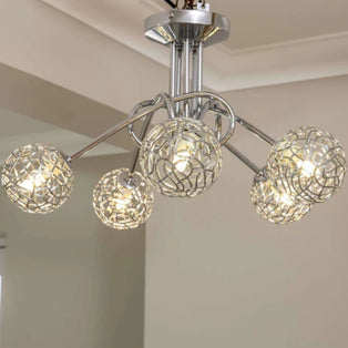 Kesha 5 Light Semi Flush Ceiling Light Chrome