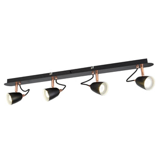 Petra 4 Light Black Ceiling Spotlight Bar