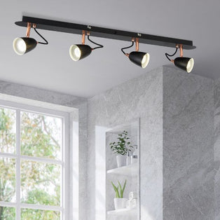 Petra 4 Light Black Ceiling Spotlight Bar