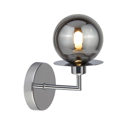 Gunther Indoor Polished Chrome Wall Light with Smoked Glass Shade