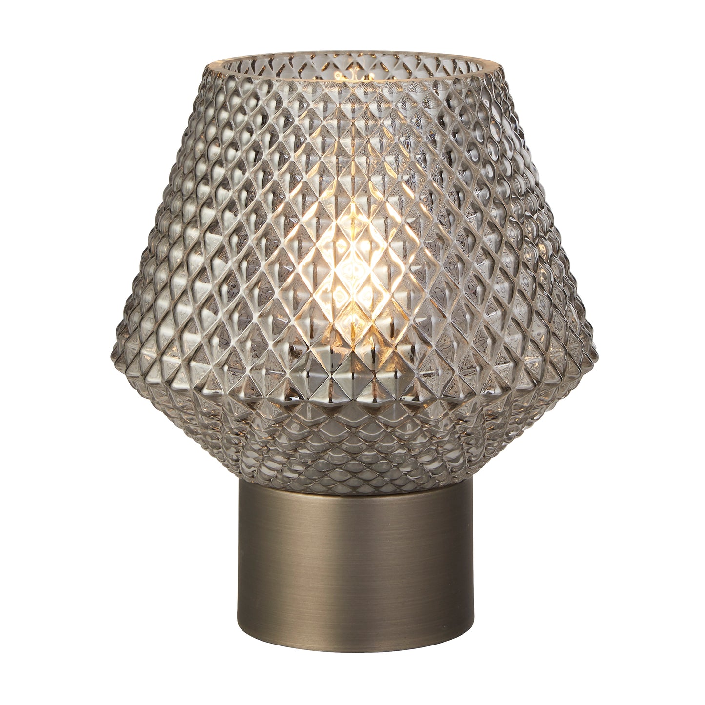 Eryka Smoked Glass & Grey Table Lamp