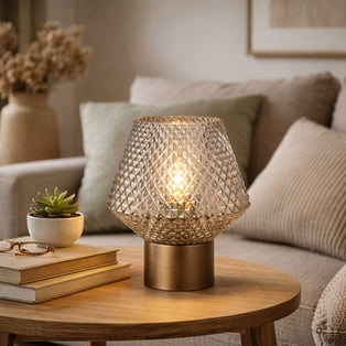 Eryka Grey & Smoked Glass Table Lamp