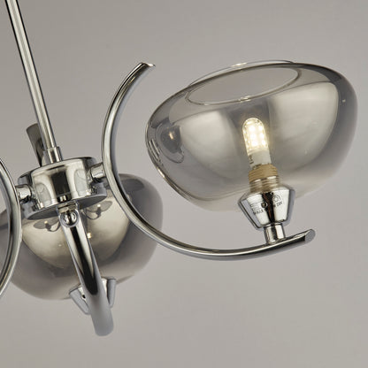 Hansel Semi Flush 3 Light Smoked Glass Ceiling Light