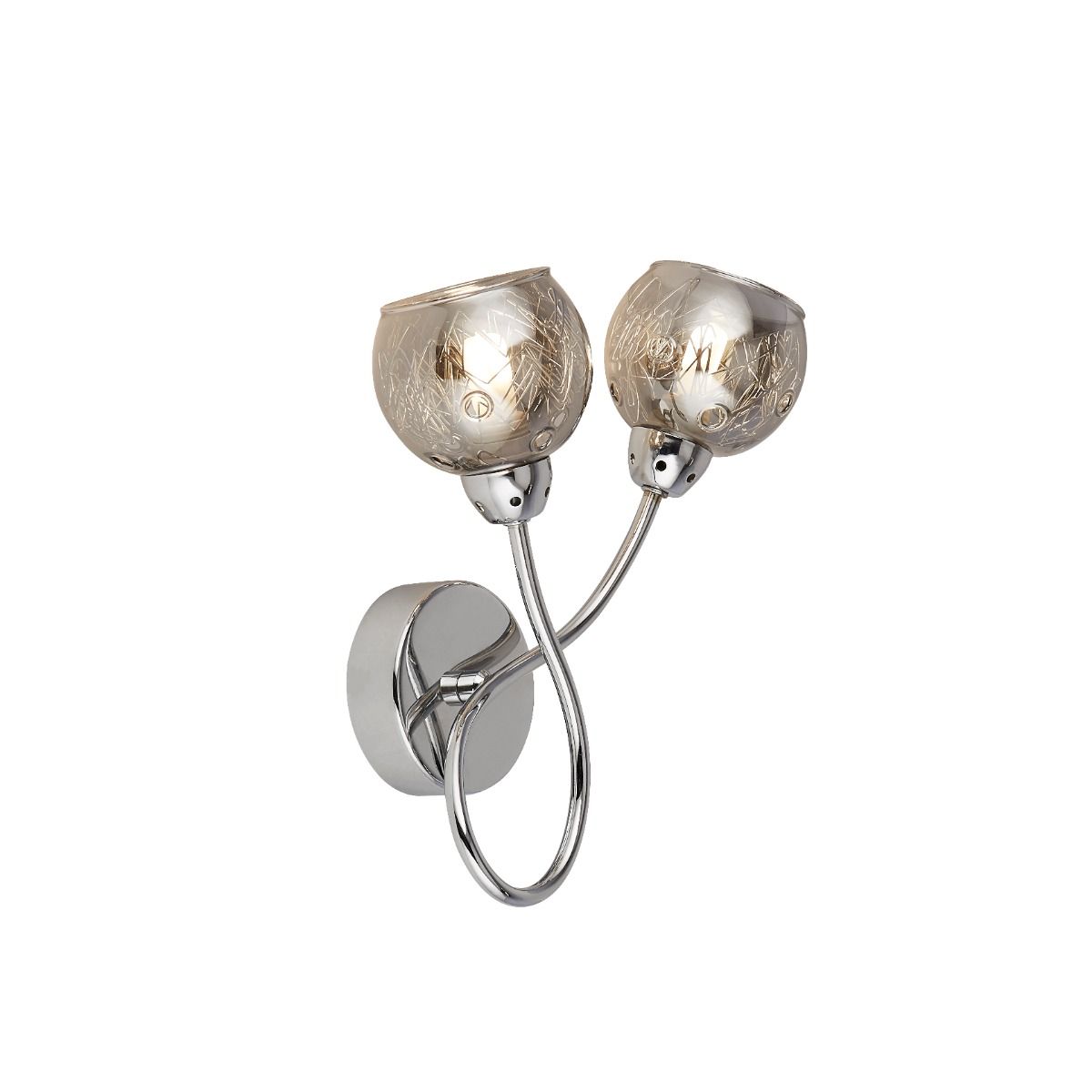 Kitty 2 Light Polished Chrome & Smoked Wall Light