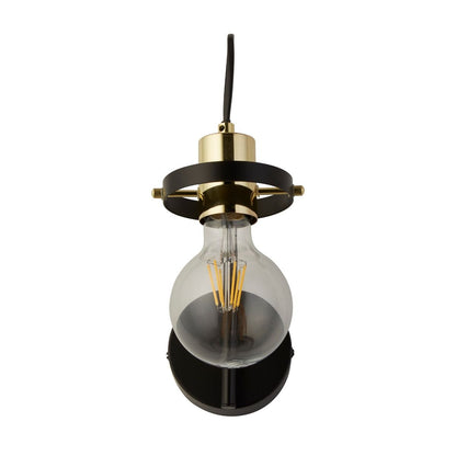 Hansel 1 Light Black & Brass Wall Light