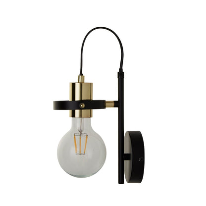 Hansel 1 Light Black & Brass Wall Light