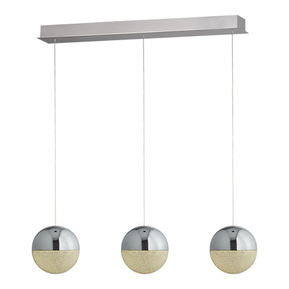 Annika 3 Light Polished Chrome LED Pendant Bar