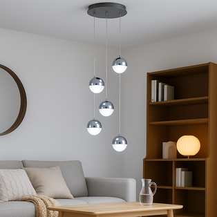 Annika 5 Light Polished Chrome LED Multidrop Ceiling Pendant