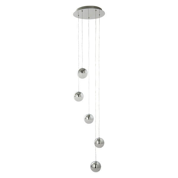 Annika 5 Light Polished Chrome LED Multidrop Pendant