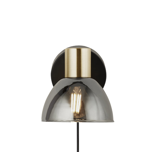 Elisa Plug In Smoked Glass Wall Light