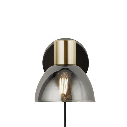 Elisa Plug In Smoked Glass Wall Light