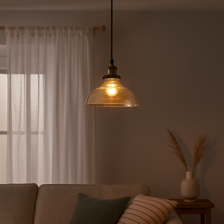 Melina Antique Brass & Amber Glass Ceiling Pendant