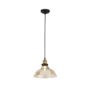 Melina Antique Brass & Amber Glass Ceiling Pendant