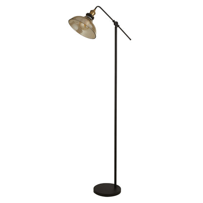 Melina Antique Brass & Amber Glass Task Floor Lamp