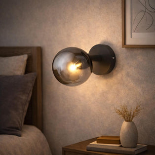 Navarro Matt Black & Smoked Glass Wall Light