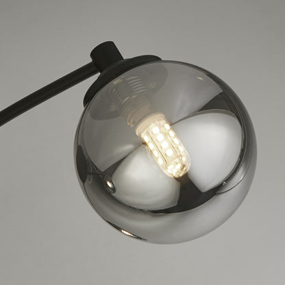 Navarro Flush 3-Light Black Ceiling Light with Smoked Glass