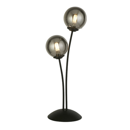 Navarro 2 Light Black & Smoked Glass Table Lamp