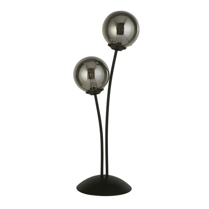 Navarro 2 Light Black & Smoked Glass Table Lamp