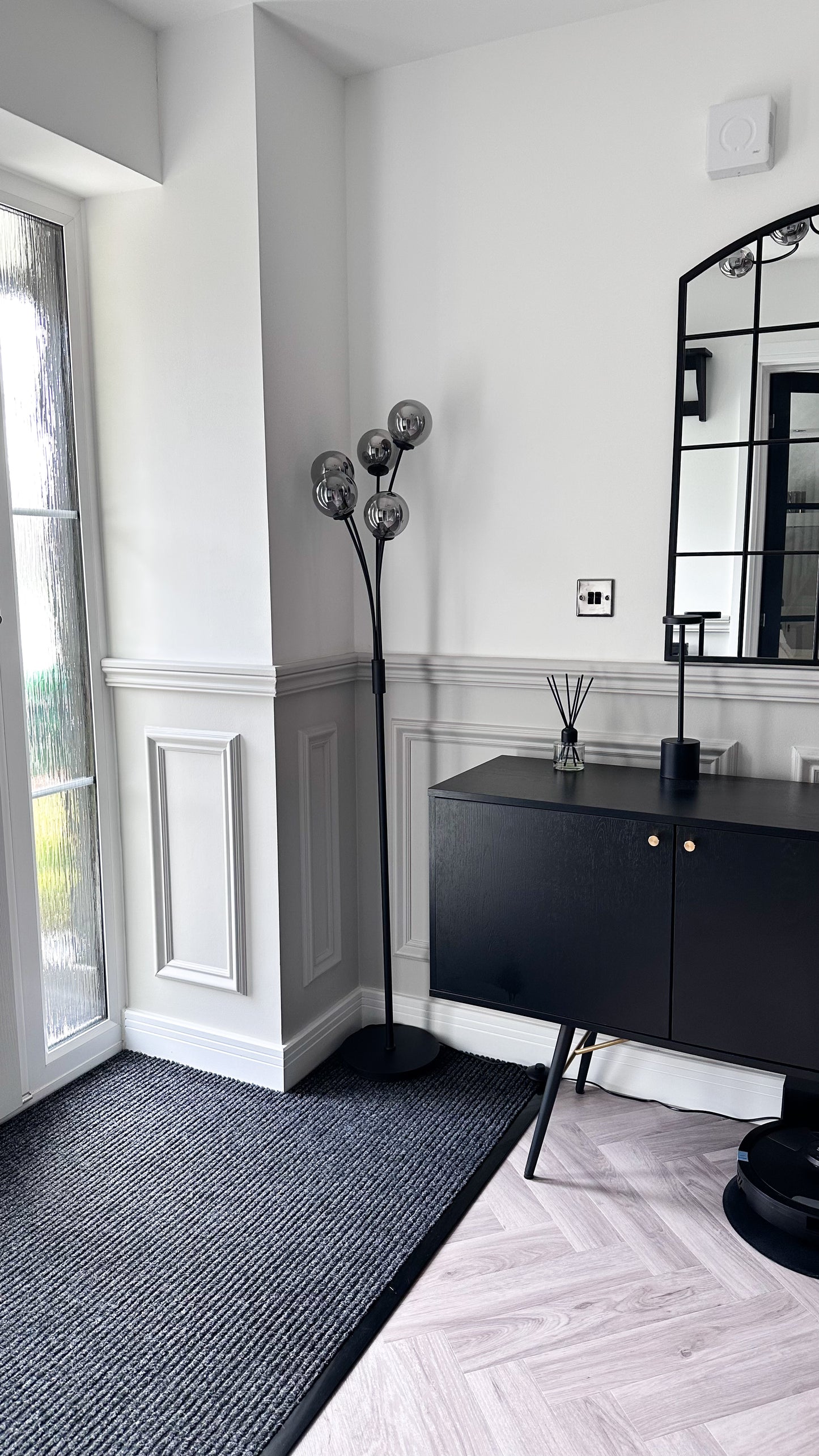 Navarro Matt Black & Smoked Glass Floor Lamp