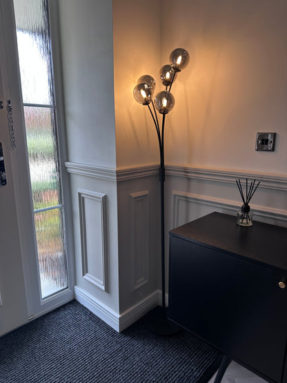 Navarro Matt Black & Smoked Glass Floor Lamp