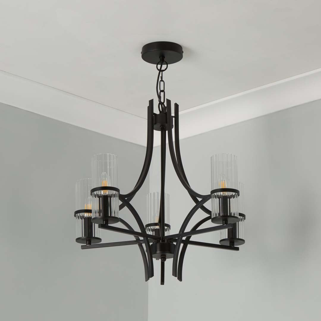 Davina 5 Light Black Pendant Chandelier