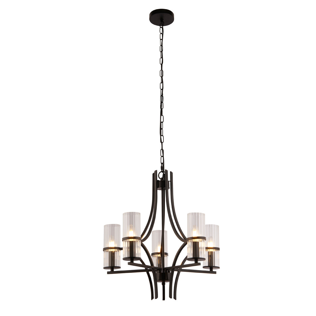 Davina 5 Light Black Pendant Chandelier