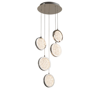 Lavina 5 Light Chrome & Acrylic LED Multidrop Pendant Light