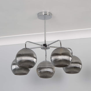 Hamblin 5 Light Chrome and Somked Glass Semi-Flush Ceiling Light