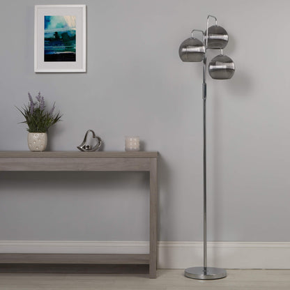 Hamblin 3 Light Chrome and Smoked Glass Floor Lamp