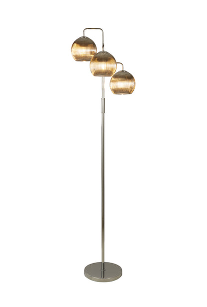 Hamblin 3 Light Chrome and Smoked Glass Floor Lamp