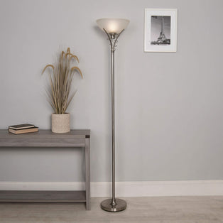 Gretta Satin Nickel Uplighter Floor Lamp