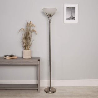 Gretta Satin Nickel Uplighter Floor Lamp