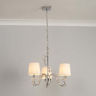 Rosie 3 Light Chrome & Clear Glass Trim Shaded Chandelier