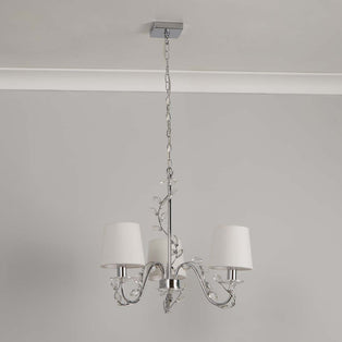 Rosie 3 Light Chrome & Clear Glass Trim Shaded Chandelier