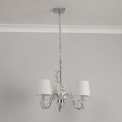 Rosie 3 Light Chrome & Clear Glass Trim Shaded Chandelier