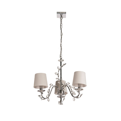 Rosie 3 Light Chrome & Clear Glass Trim Shaded Chandelier