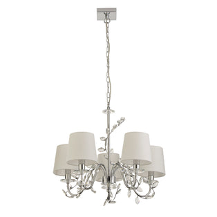 Rosie 5 Light Chrome & Clear Glass Trim Shaded Chandelier
