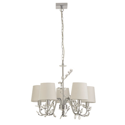 Rosie 5 Light Chrome & Clear Glass Trim Shaded Chandelier