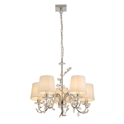 Rosie 5 Light Chrome & Clear Glass Trim Shaded Chandelier