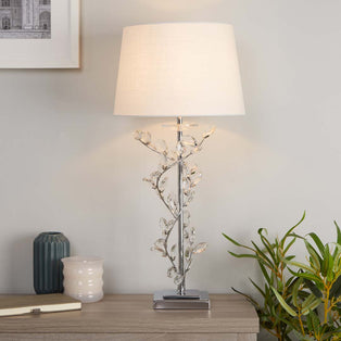 Rosie Chrome & Clear Glass Trim Table Lamp