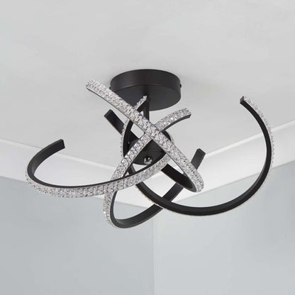 Wills LED Black Semi-Flush Ceiling Light