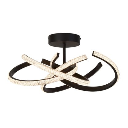Wills Black LED Semi-Flush Ceiling Light