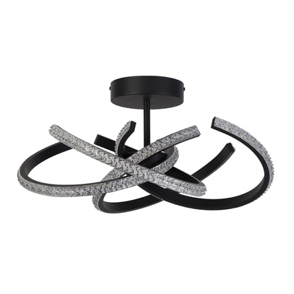 Wills LED Black Semi-Flush Ceiling Light