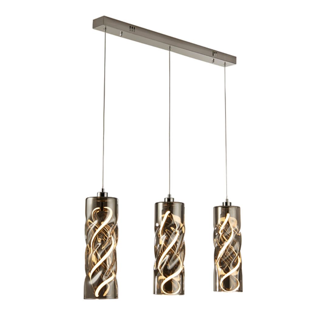 Demeter LED Black Smoke Glass Multi-Light Pendant Bar