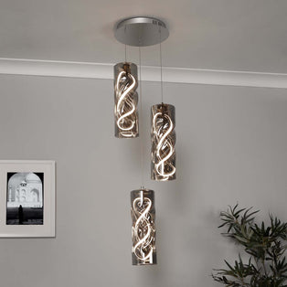 Demeter 3 Light Smoked Glass LED Cluster Pendant