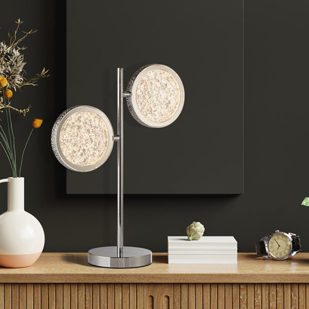 Lavinia 2 Light Chrome LED Table Lamp