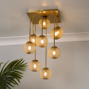 Exton 9-Light Gold Mesh Flush Ceiling Light